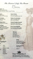The Painted Lady Bed Breakfast Tea Room menu