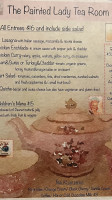 The Painted Lady Bed Breakfast Tea Room menu
