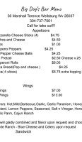 Big Dogs menu