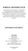 Anna Cline Catering menu