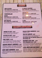 Doc's Oyster menu