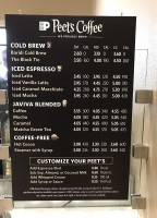 Peet's Coffee menu