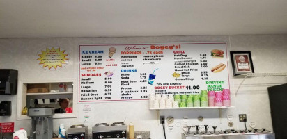 Bogeys Ice Cream menu