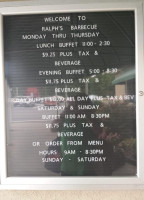 Ralph's Barbecue menu