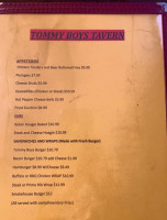 Tommy Boy's Tavern menu