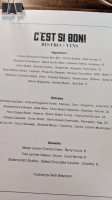 C'est Si Bon! Bistro+Vins menu