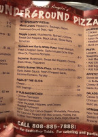 James Angelo's Underground Pizza menu