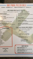 Airpark Pizza Deli menu