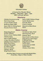 Bistro 101 menu