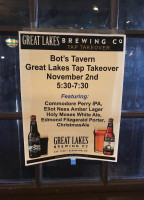 Bot's Tavern menu