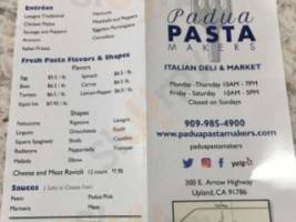 Padua Pasta Makers And Italian Deli menu