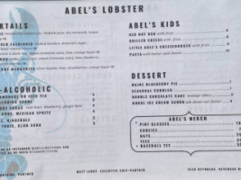 Abel's Lobster menu