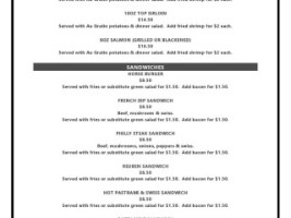 The Thirsty Horse menu