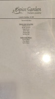Spice Garden Indian Cuisine menu