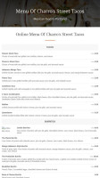 Charro's Street Tacos menu