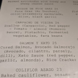 El Tenedor menu