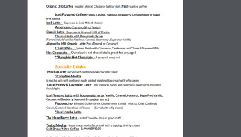 Camp Coffee Roasters Cafe menu