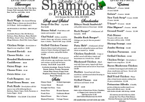 Lady Di's Shamrock menu