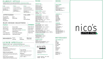 Nico's Little Italy menu