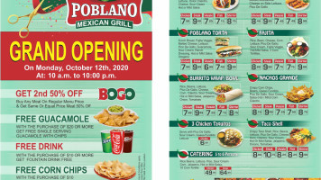 Poblano Mexican Grill menu