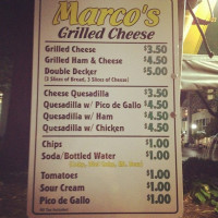 Marco's Grilled Cheese menu