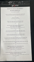 Gazette Restaurant Montreal menu