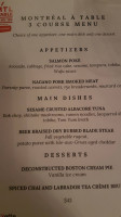 Gazette Restaurant Montreal menu