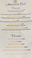 Athenian Owl menu