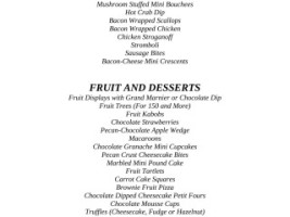 Anna Cline Catering menu