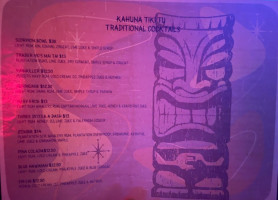 Kahuna Tiki Tu menu