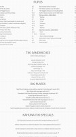 Kahuna Tiki Tu menu