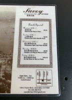 Savoy menu