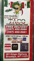 Super Taco menu