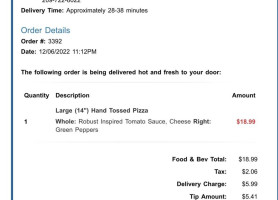Dominos Pizza menu