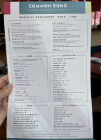 Common Bond Brasserie Bakery menu