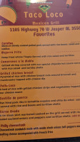Taco Loco Mexican Grill menu
