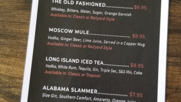 The Railyard Restaurant Bar menu