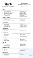 Spark Nutrition menu
