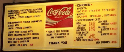Tastee Freez menu