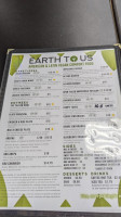 Earth To Us menu