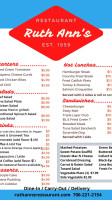 Ruth Ann's menu