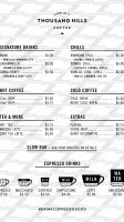Land Of A Thousand Hills Coffee menu