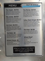 Hogan's Hoagie Stop menu