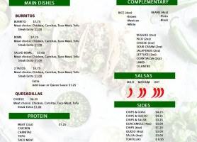 Brito's Burrito Saint Louis Park menu
