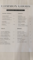 Common Goods Co. menu