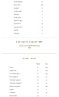 Nobu Las Vegas menu