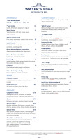Water's Edge Restaurant Bar menu