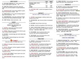 Flaming Thai Cafe menu