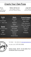 Gary's Pizza menu