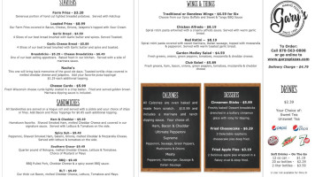 Gary's Pizza menu